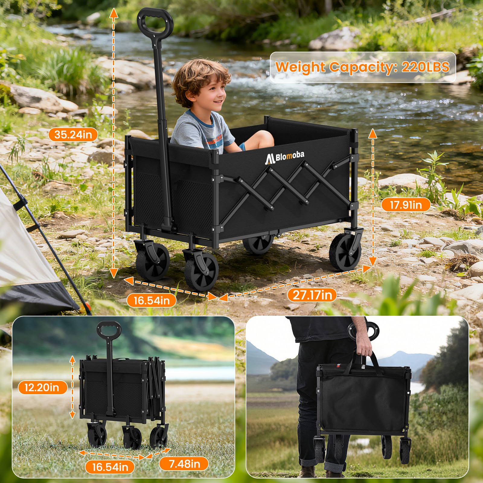 Blomoba wagon ideal for grocery shopping and bulk loads.