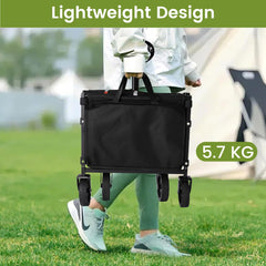 Blomoba heavy-duty frame supports tents, gear, and groceries.