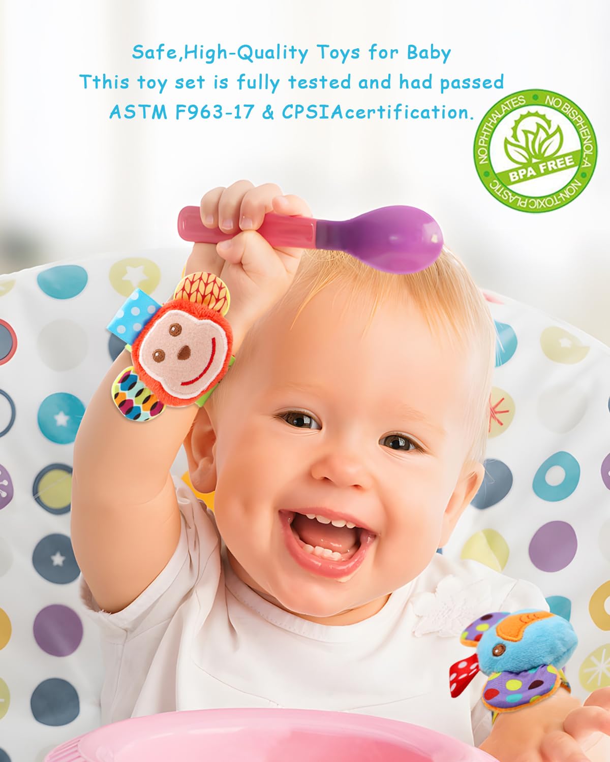 BLOOBLOOMAX SSK wrist rattle ladybug: invites exploration and gentle rattling sounds