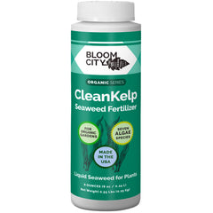 Bloom City Seaweed and Kelp Fertilizer bottle front showing root-strengthening formula.