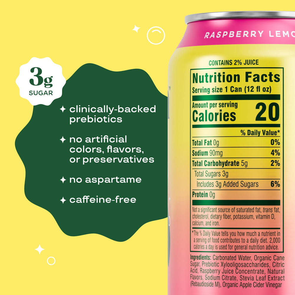Bloom Pop label close-up—highlights prebiotic concept for a light sip.