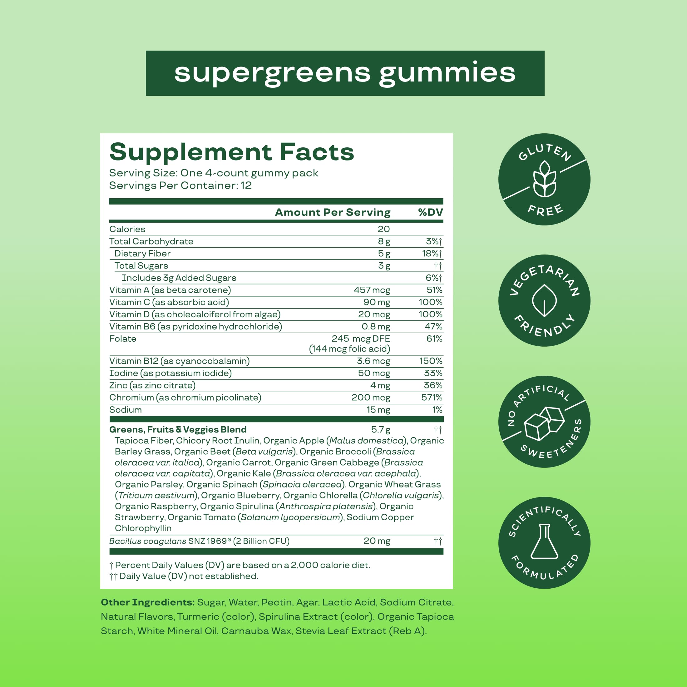 Bloom Super Greens Gummies individual packets for on-the-go daily nutrition.