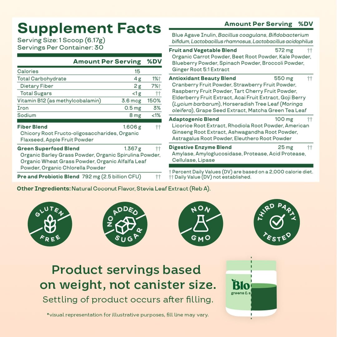 Greens powder blended into smoothie demonstrates versatile daily use.