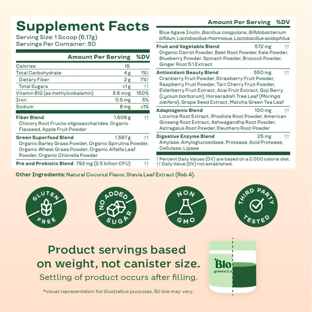 Greens powder blended into smoothie demonstrates versatile daily use.