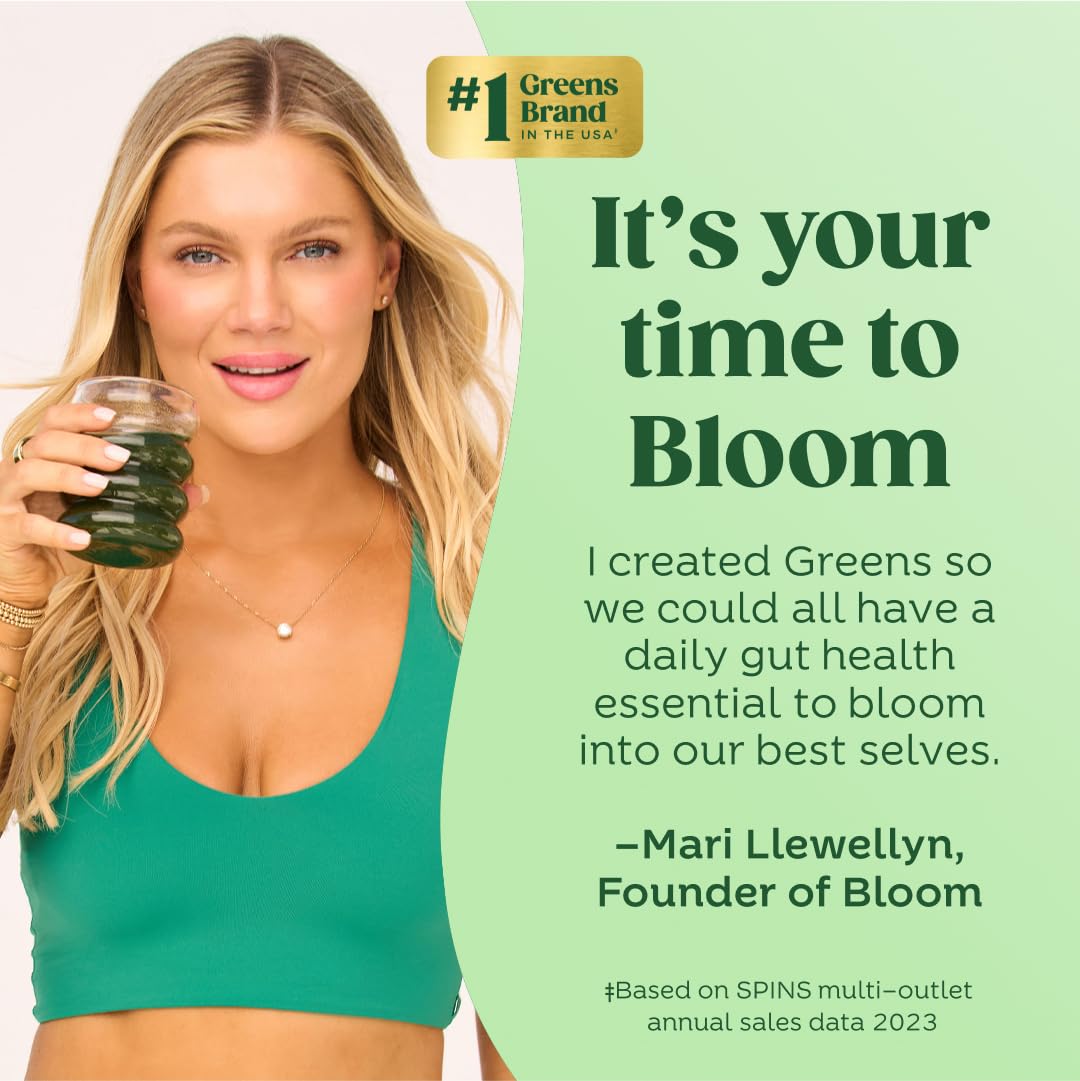 Bloom Nutrition serving-size glass with greens mix