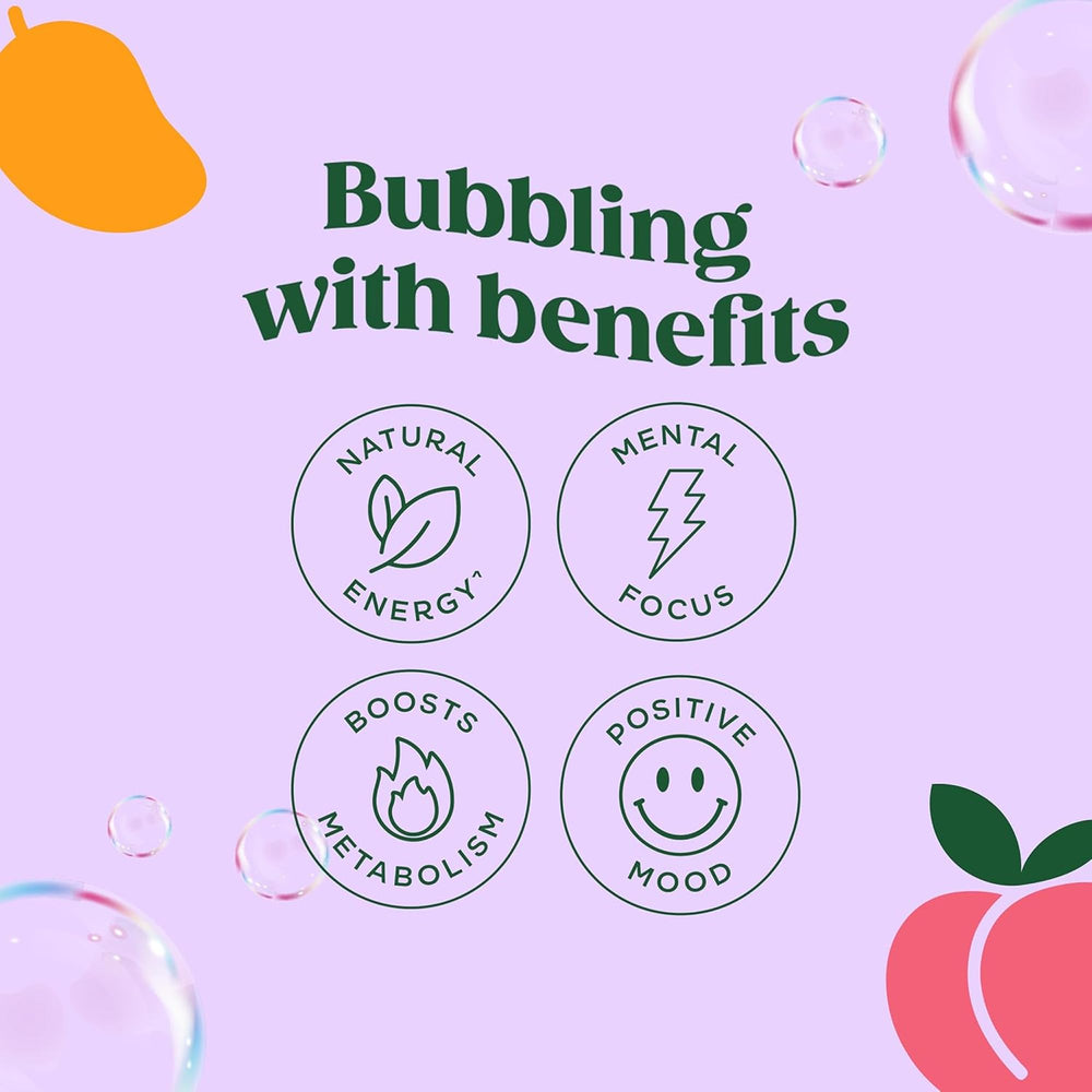Bloom Nutrition Sparkling Energy Peach Mango flavor in use