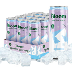 Bloom Nutrition Glacier Crush bottle highlights natural caffeine and zero sugar for clean energy