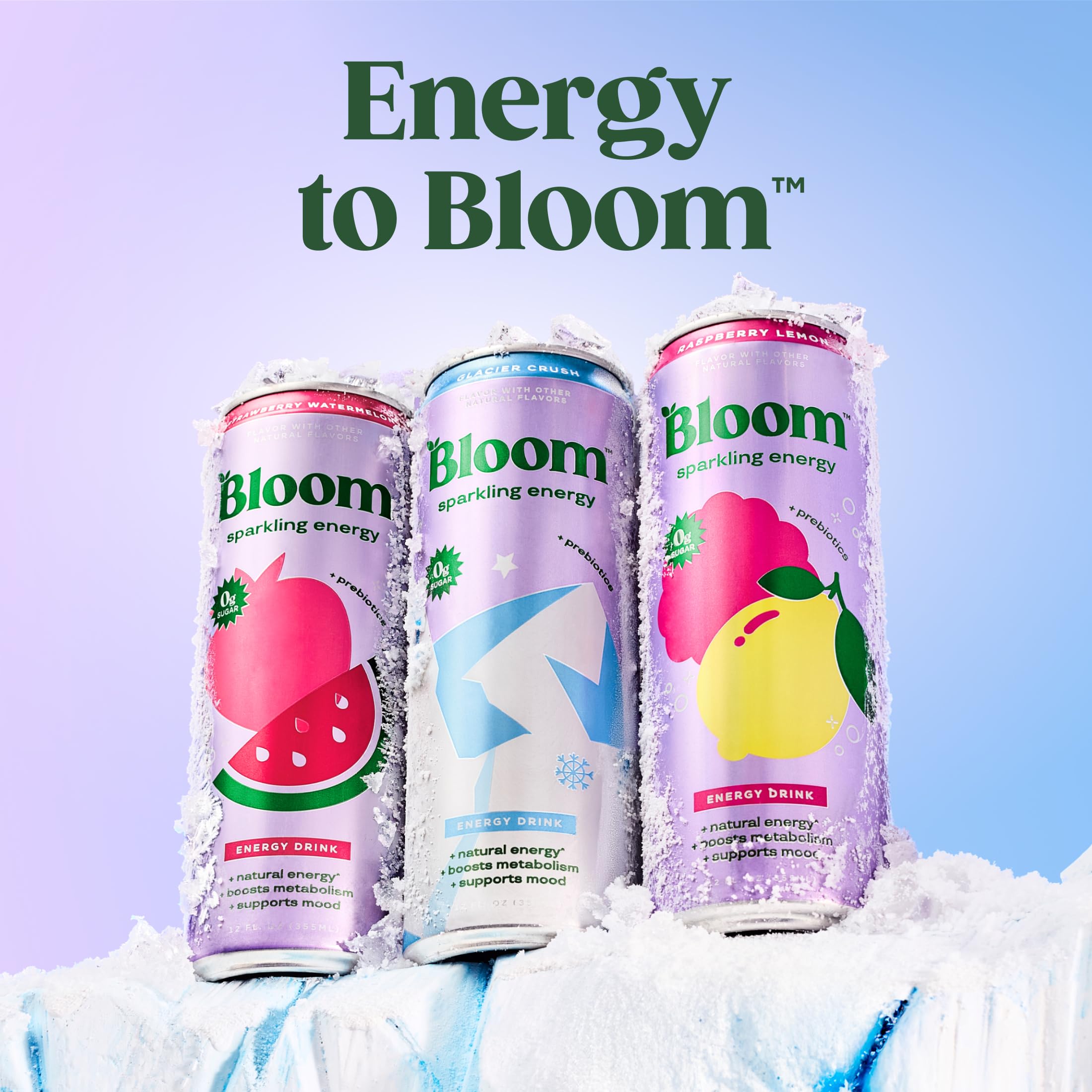 Ice-cold Glacier Crush serving with bubbles illustrates zero sugar hydration