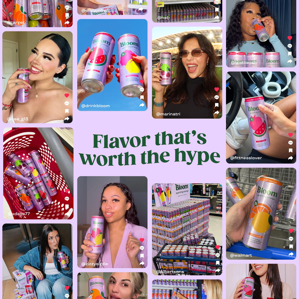 Bloom Nutrition Sparkling Energy ingredients close-up, with prebiotics and green tea extract