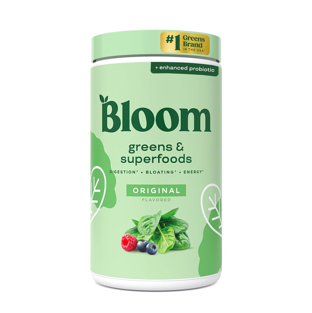 Bloom Nutrition greens powder bottle ready for a daily gut health ritual.
