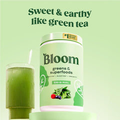Bloom Nutrition greens powder scoop for easy, tasty daily servings.