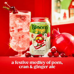 Bloom Pop close-up of bubbles highlighting natural ingredients and bold Winter Pomberry flavor