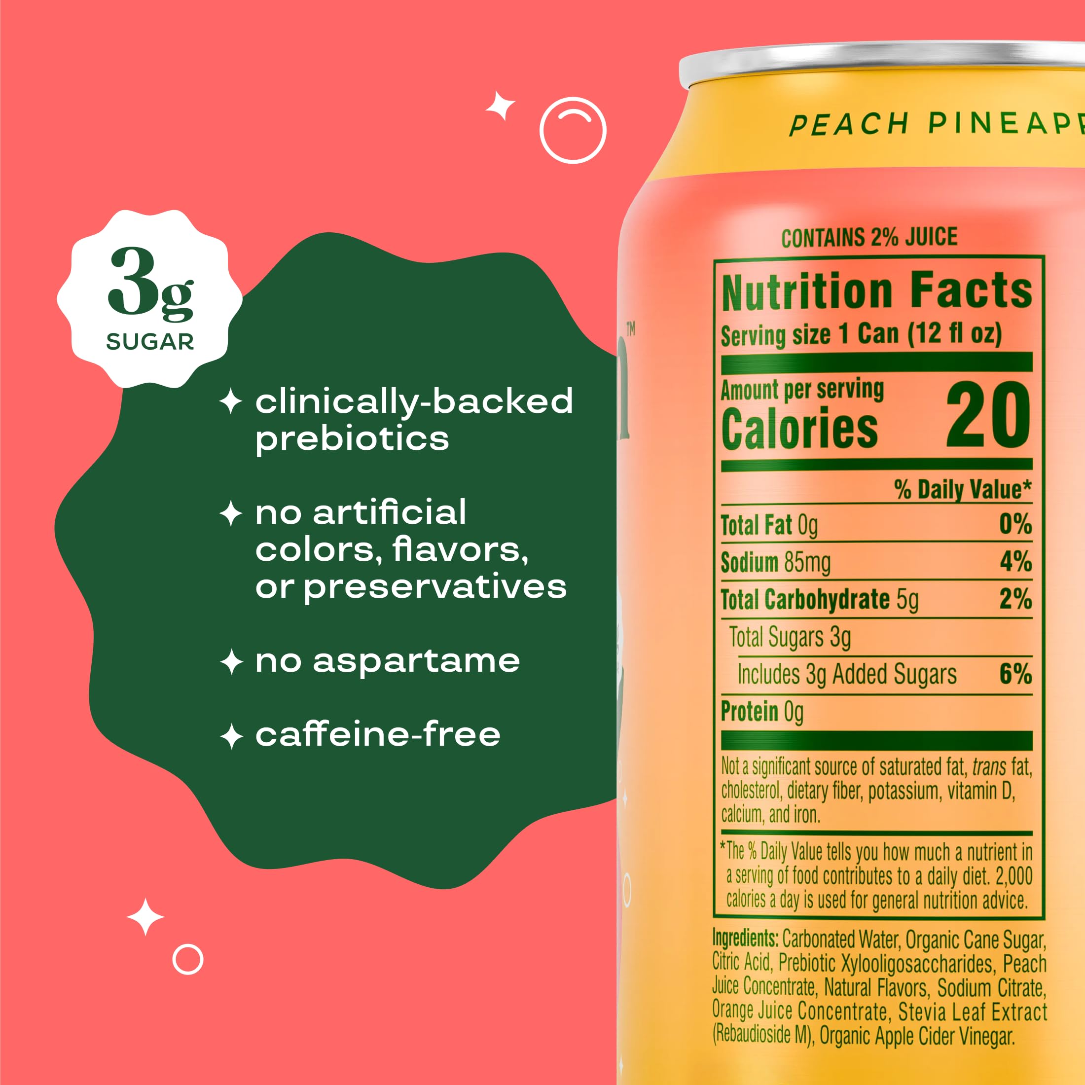 Close-up of Bloom Pop label highlighting flavor and ingredients