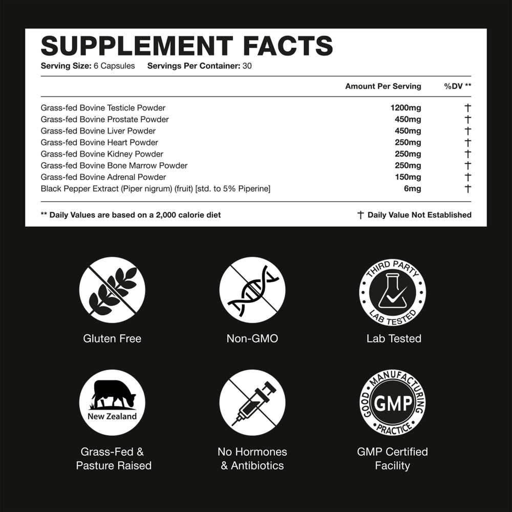 Bloomeo beef organ supplement capsules energy-serving closeup image.