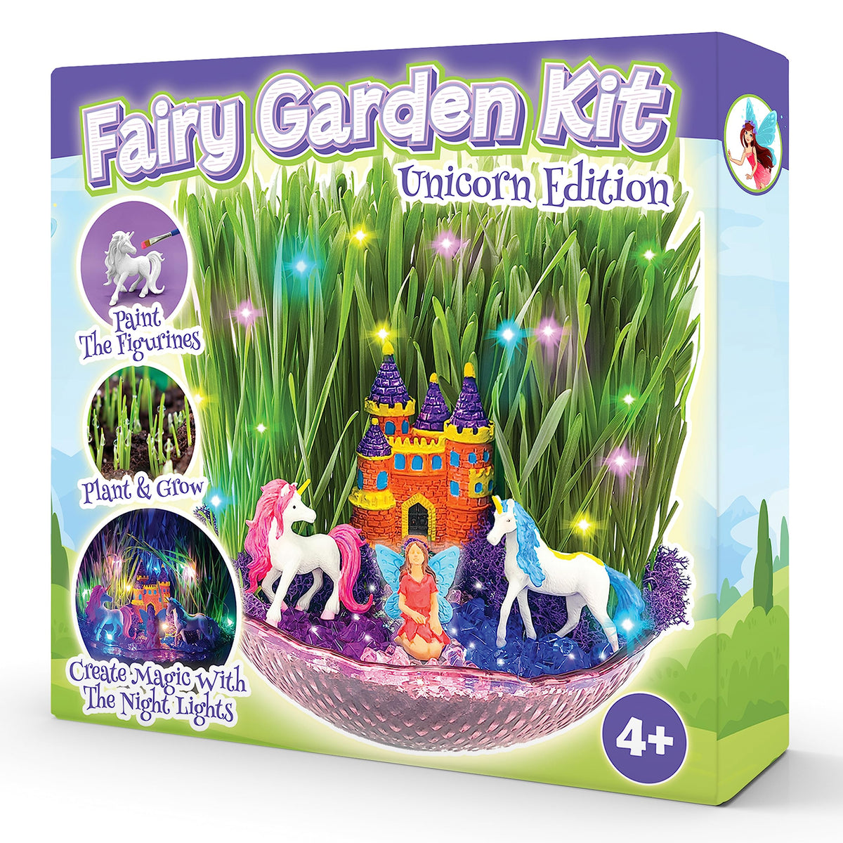 Bloonsy Unicorn Fairy Garden Kit packaging shows a gift-ready display for kids.