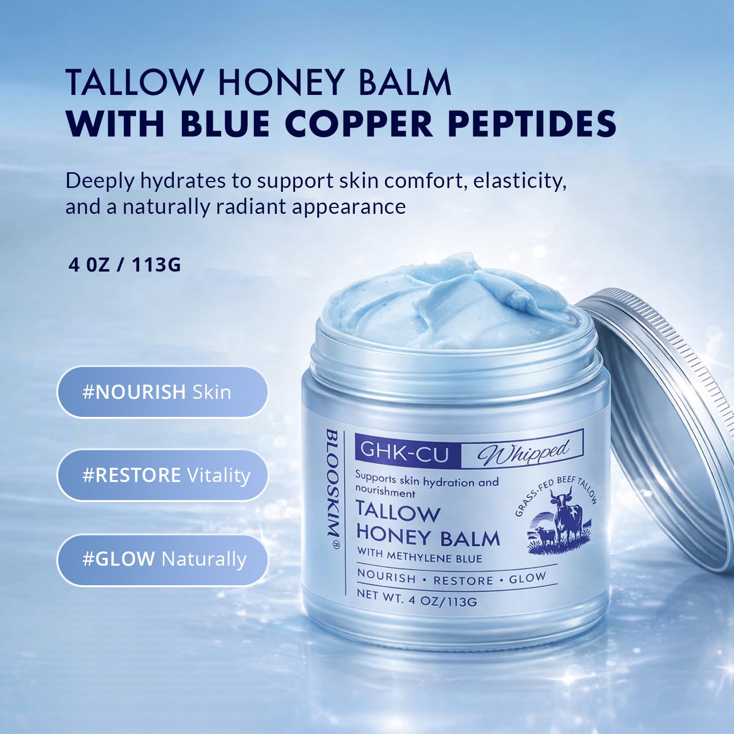 Blooskim blue balm texture close up suggests cooling soothing feel