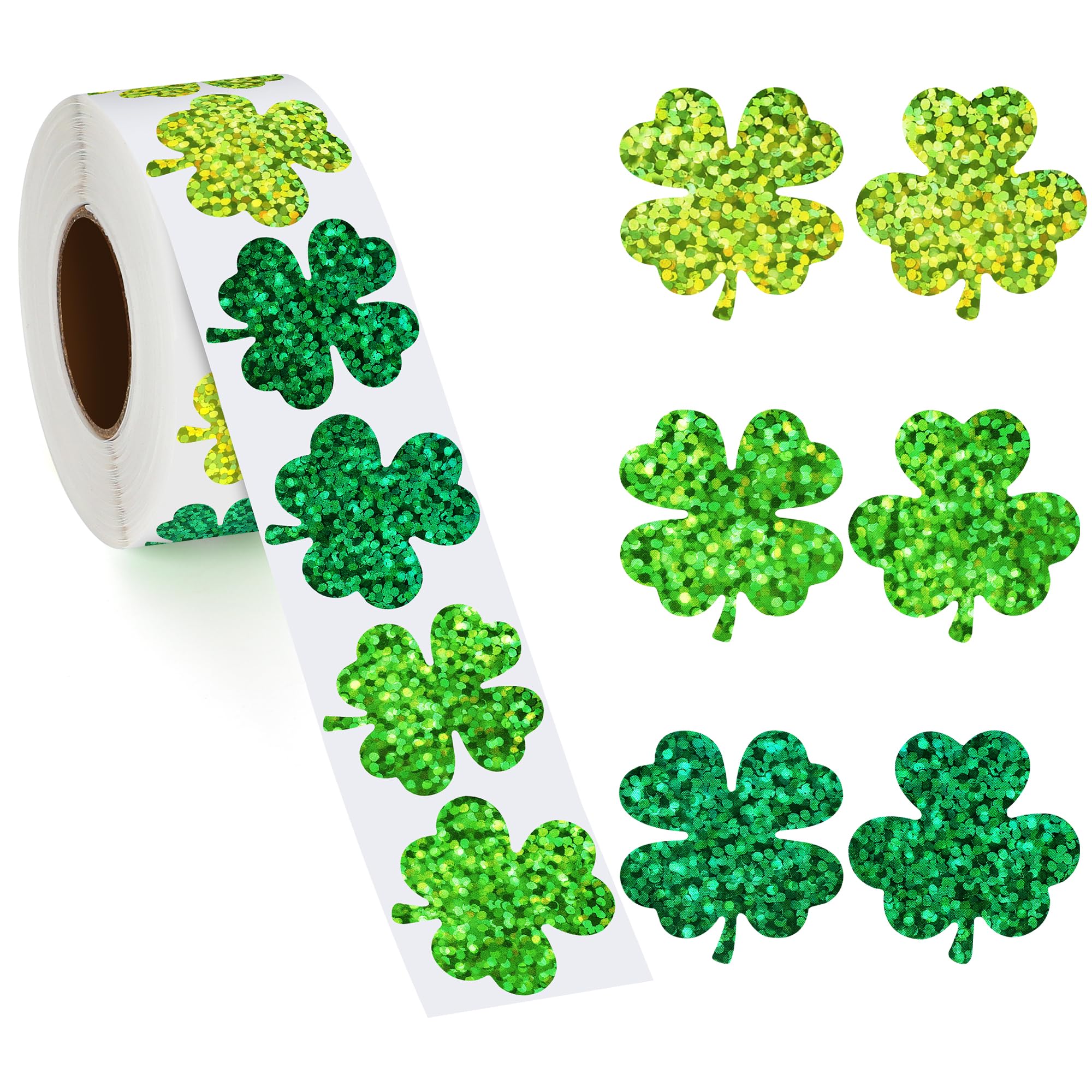 Blowata St Patrick's Day glitter shamrock stickers roll for festive crafts and favors