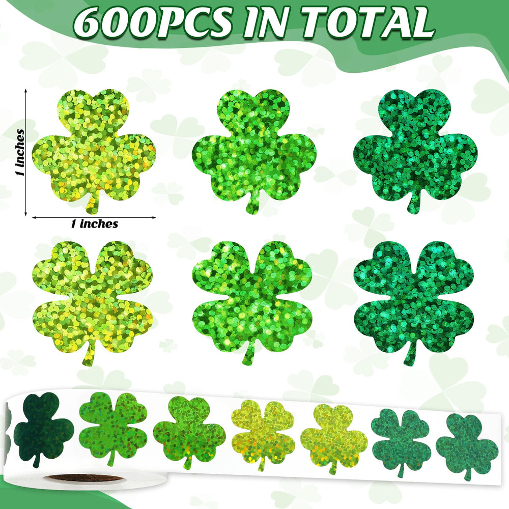 Blowata St Patrick's Day stickers with laser designs in three greens for decor and labeling