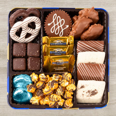 Blue Bow Gourmet chocolate-dipped graham crackers, crunchy-smooth snack moment.