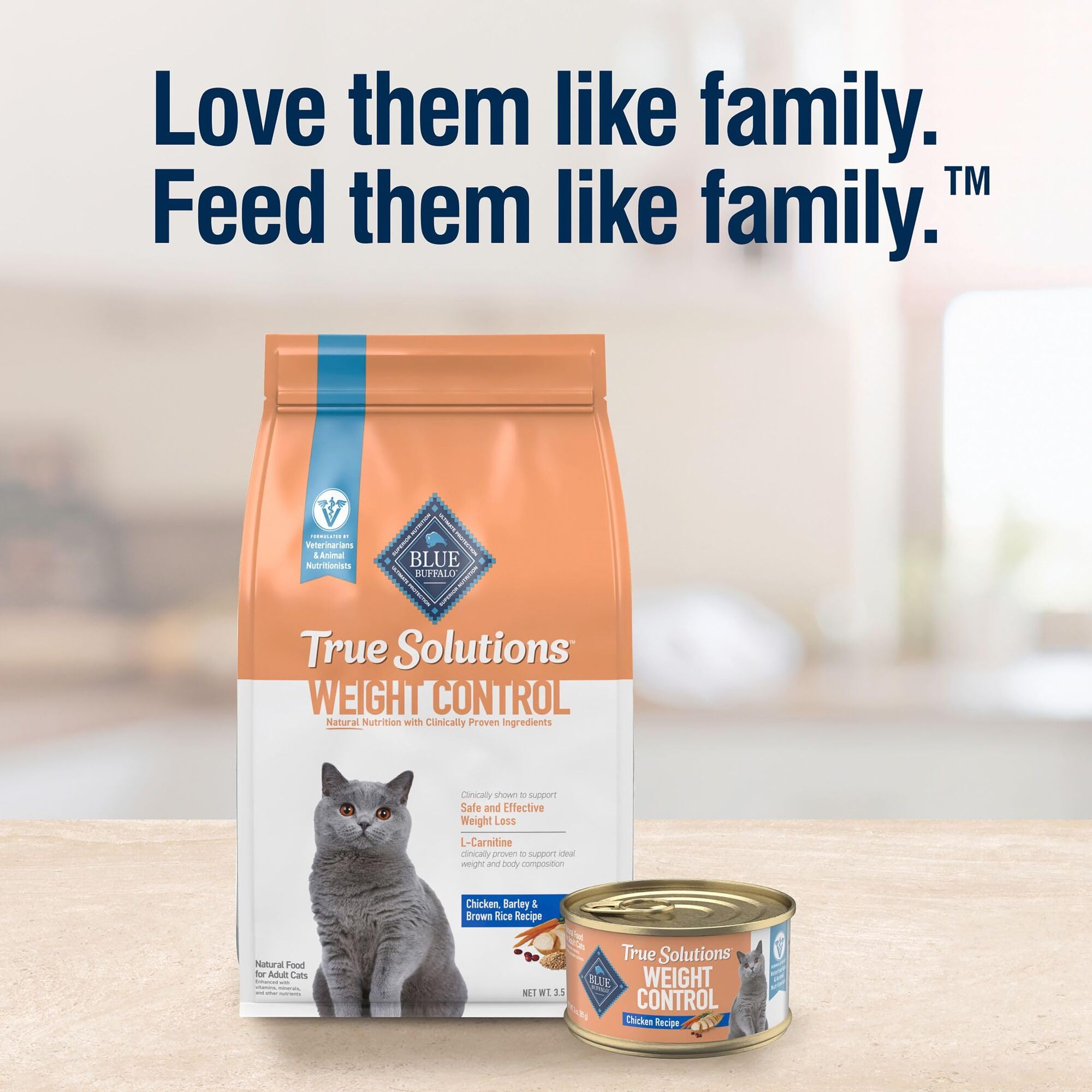 Blue Buffalo 3-oz can serves adult cats seeking weight control.