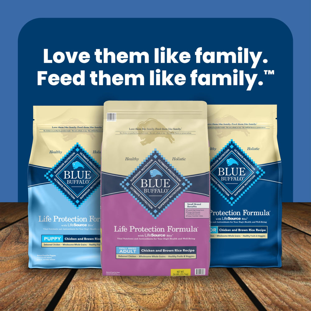 Blue Buffalo 5-lb bag back panel with feeding guidance