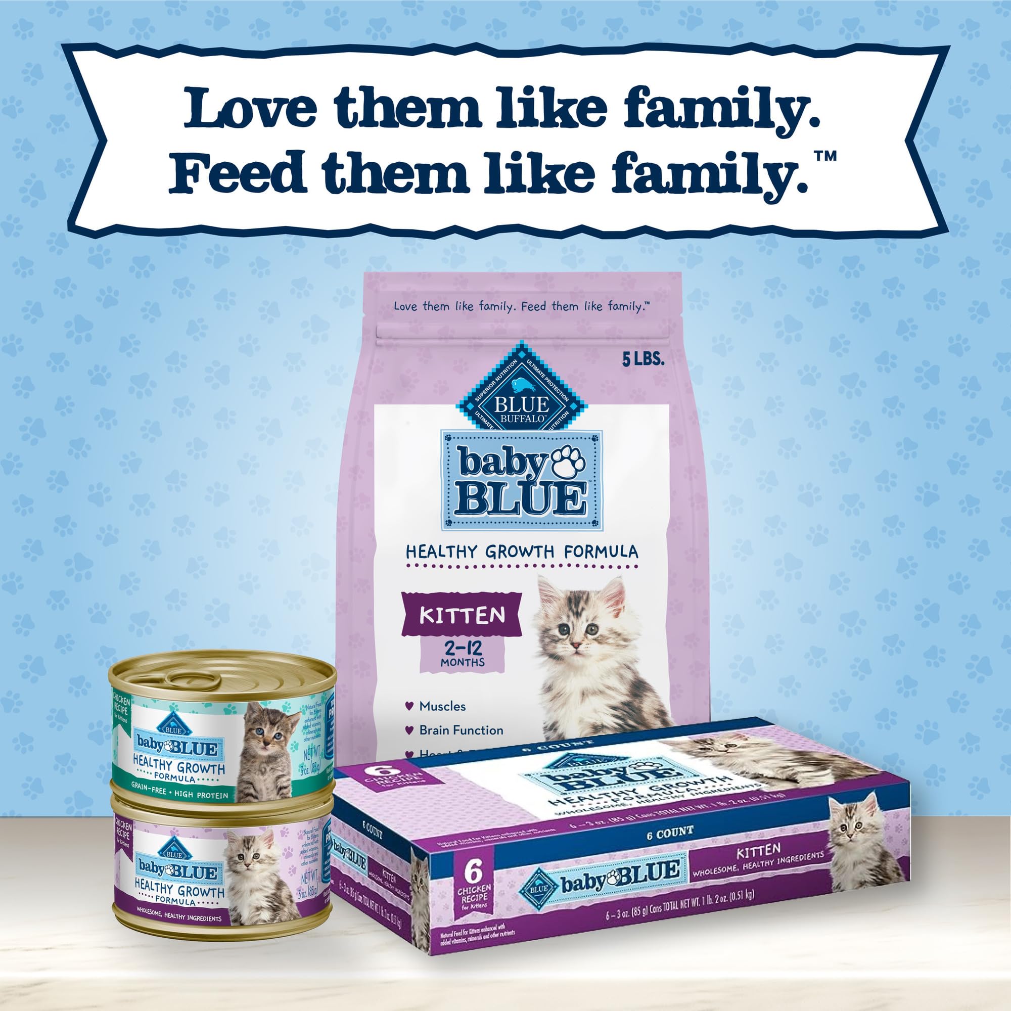 Blue Buffalo Baby BLUE packaging highlights chicken as the first ingredient