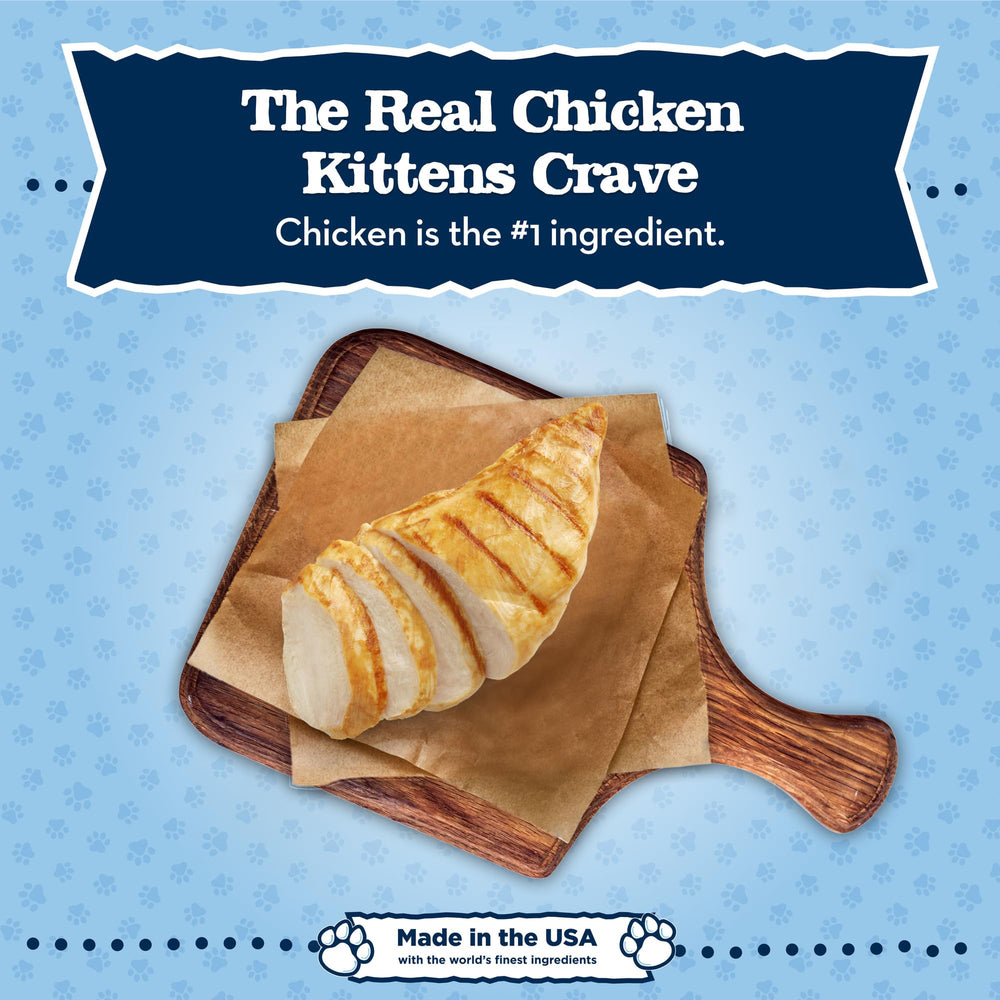 Blue Buffalo Baby BLUE kitten eating to illustrate healthy growth and energy