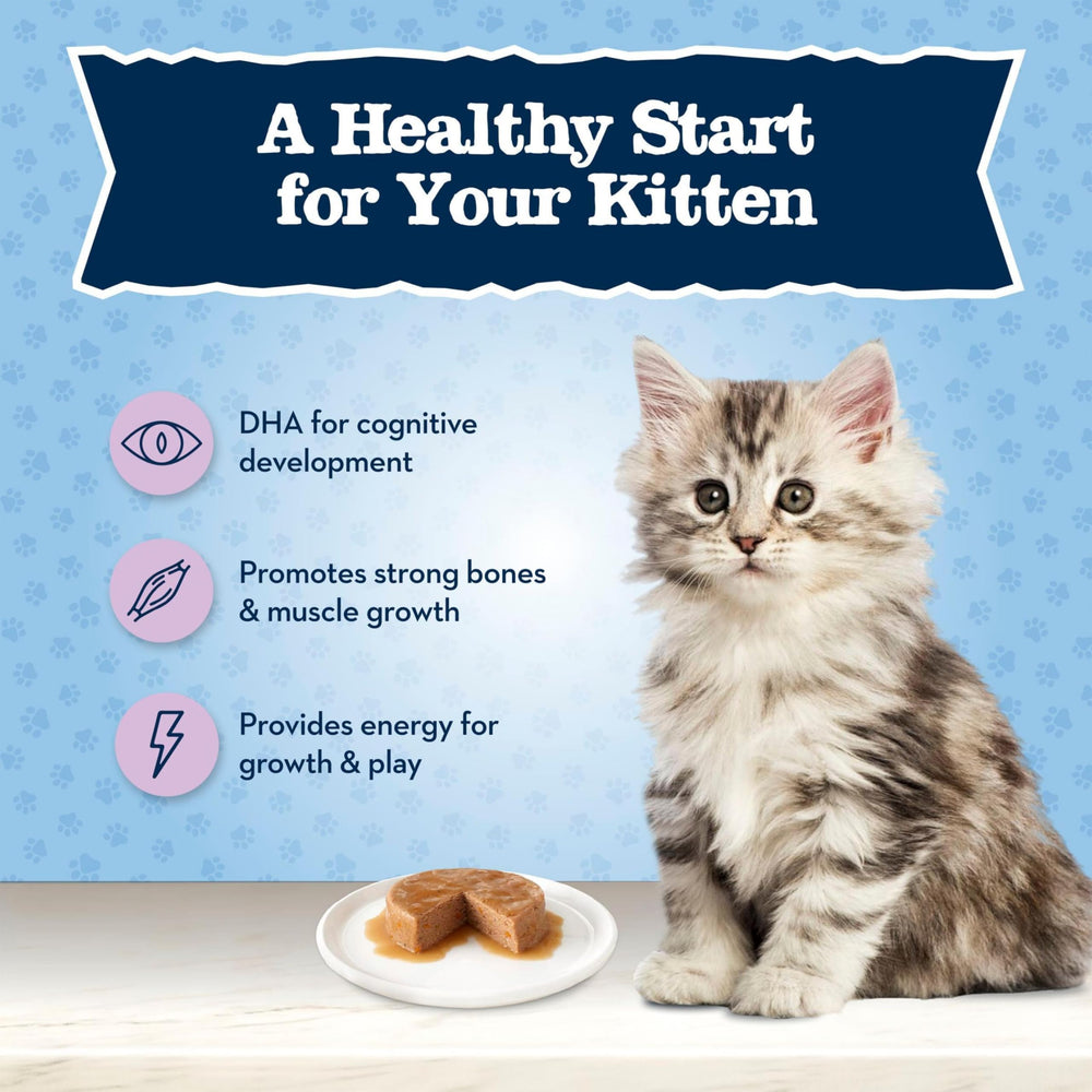 Blue Buffalo Baby BLUE packaging highlights no poultry by-product meals and no corn, wheat, or soy.