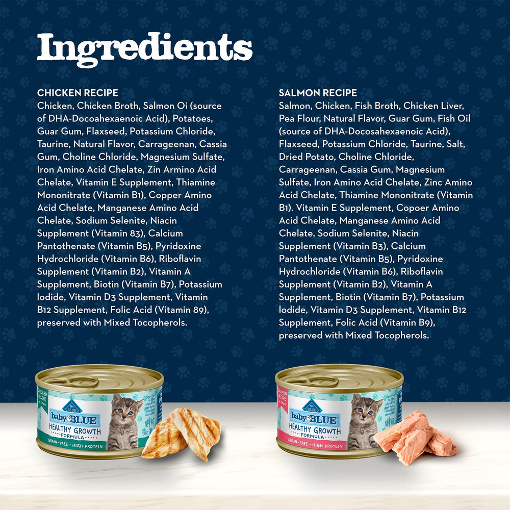 Blue Buffalo Baby BLUE packaging graphics showing ingredients and benefits