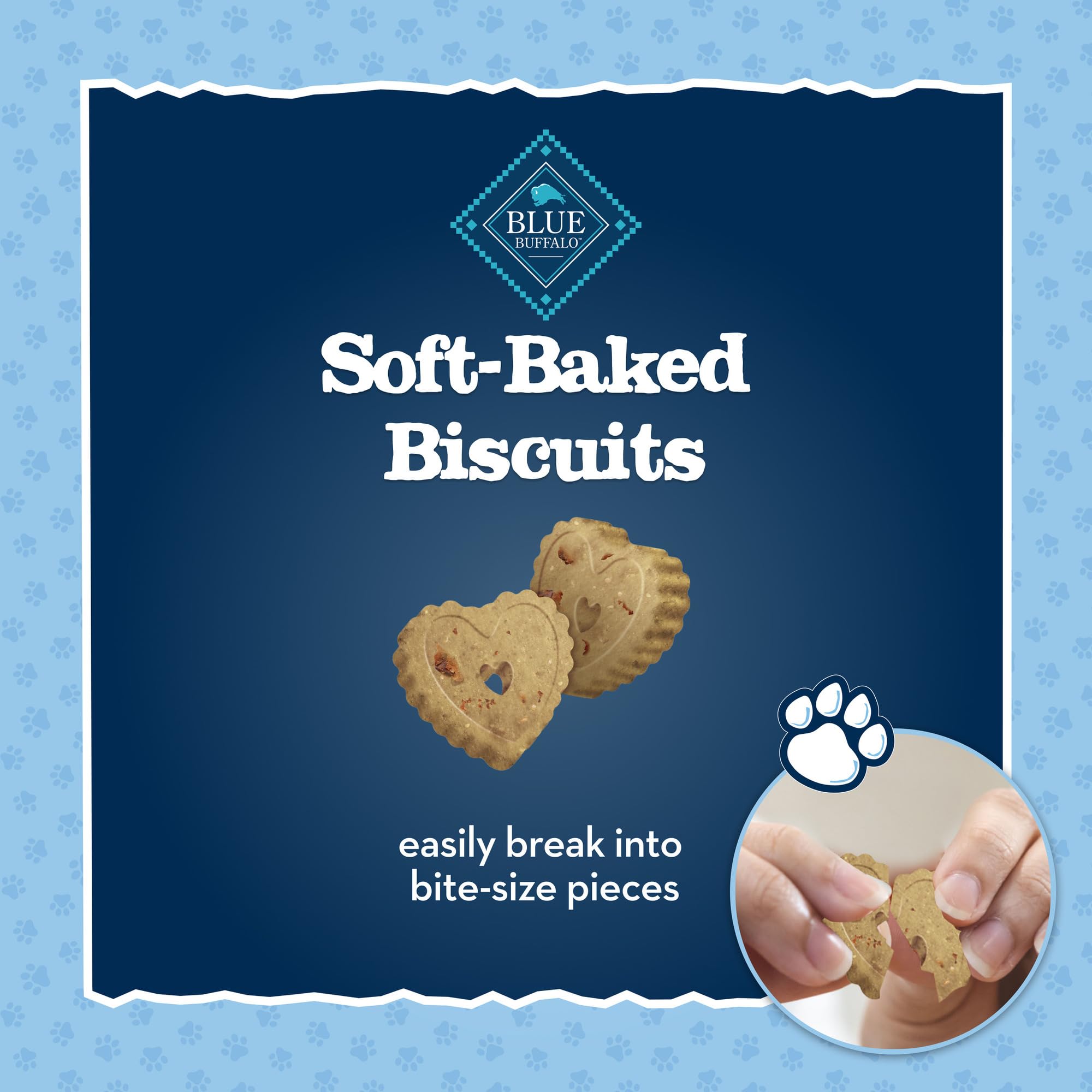 Blue Buffalo Baby Blue biscuits showing real chicken ingredient
