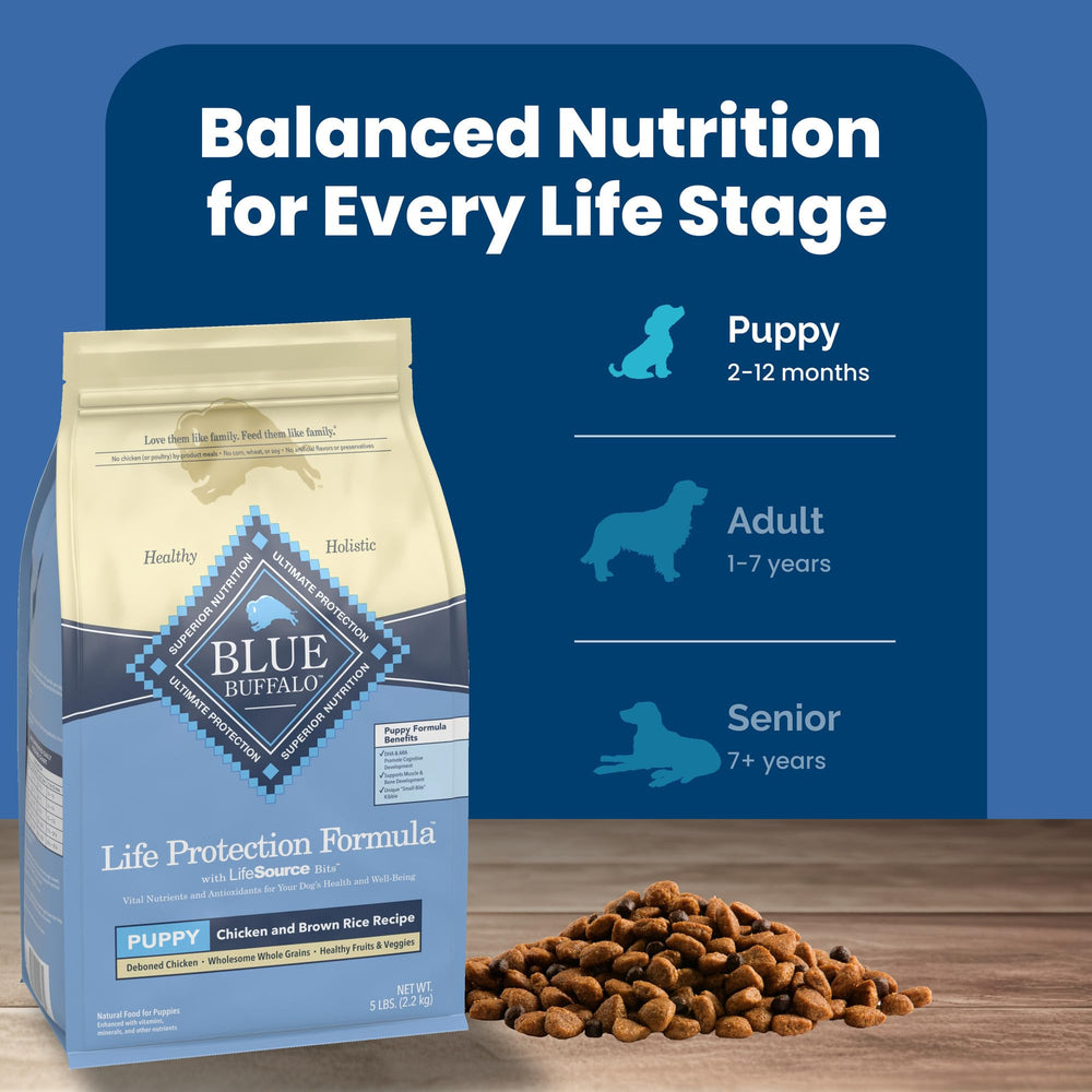 Blue Buffalo bag front highlighting DHA and ARA for brain and eye development support.