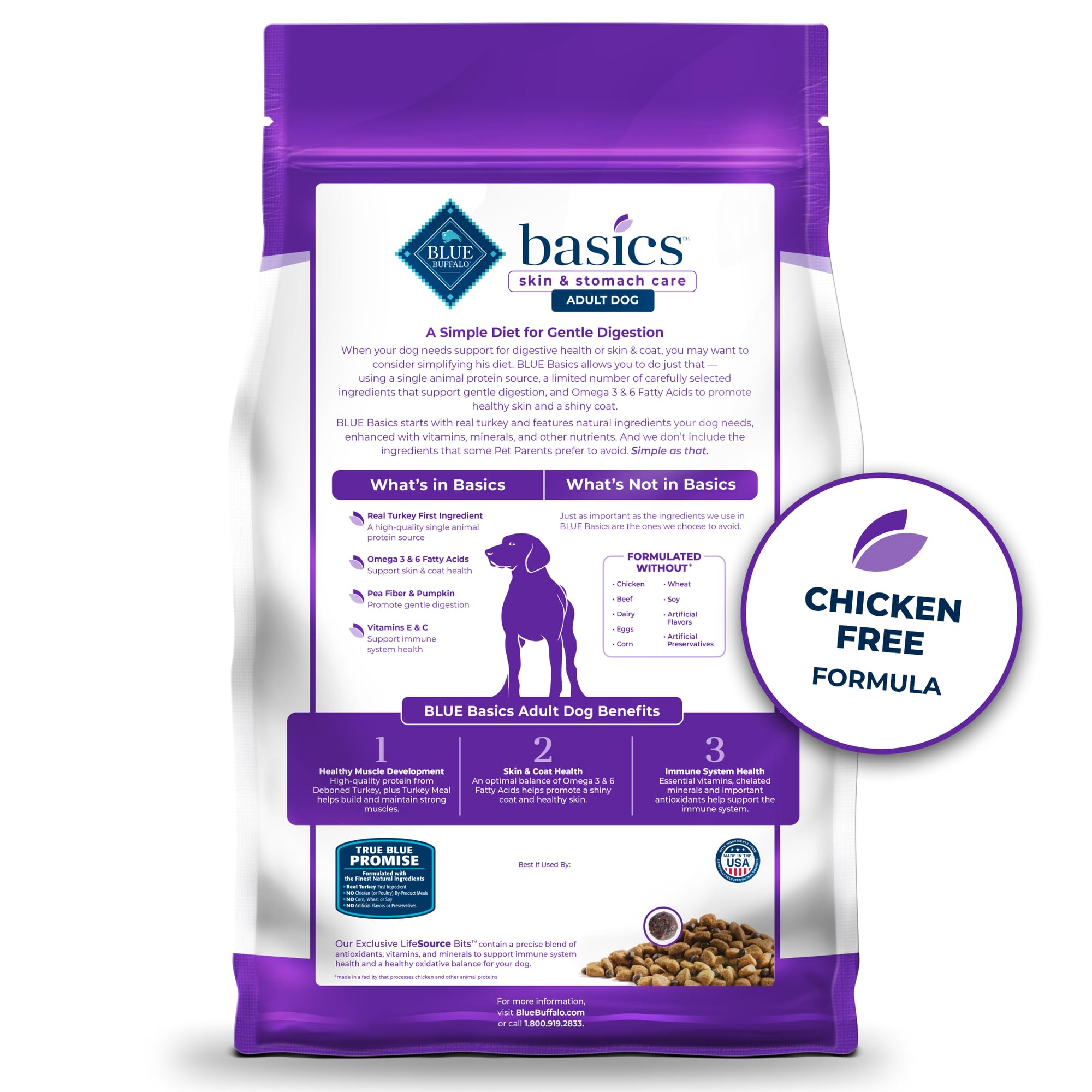 Blue Buffalo Basics grain-free dry dog food aids gentle digestion and balanced gut
