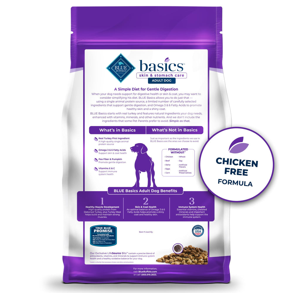 Blue Buffalo Basics grain-free dry dog food aids gentle digestion and balanced gut