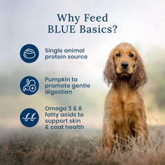 Blue Buffalo Basics topper serving image shows versatile use as mix-in or treat.