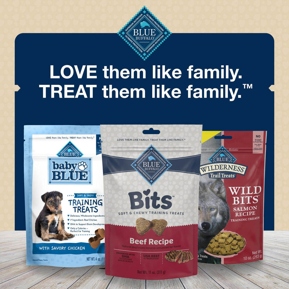 Serving suggestion: Blue Buffalo Bits for short training rounds and rewards.