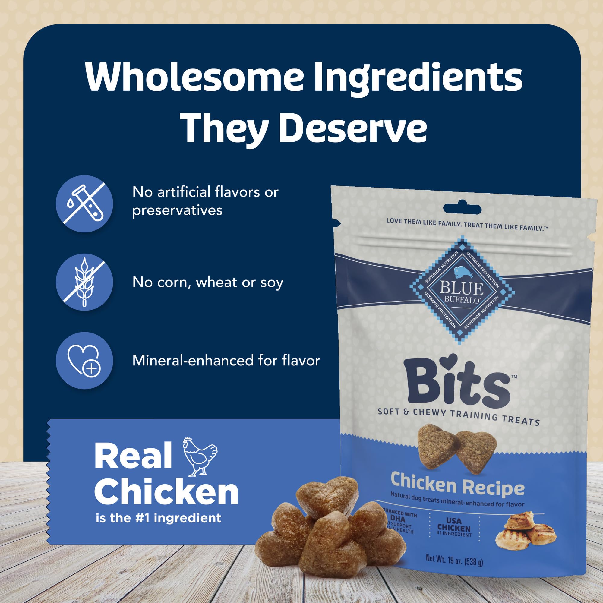 Blue Buffalo Bits free from artificial preservatives and colors