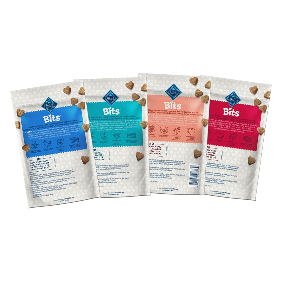 Blue Buffalo Bits salmon soft training treats for dogs.