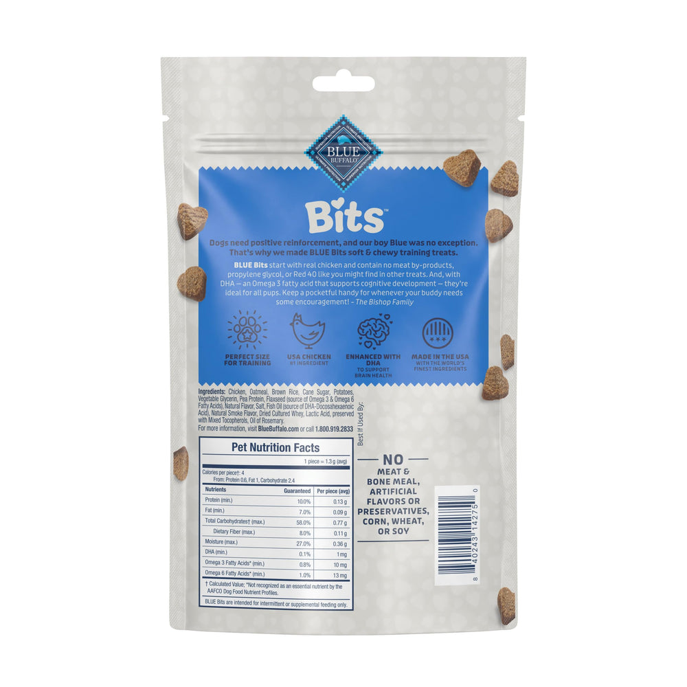 Blue Buffalo Bits bite-sized training treats for puppies and dogs.