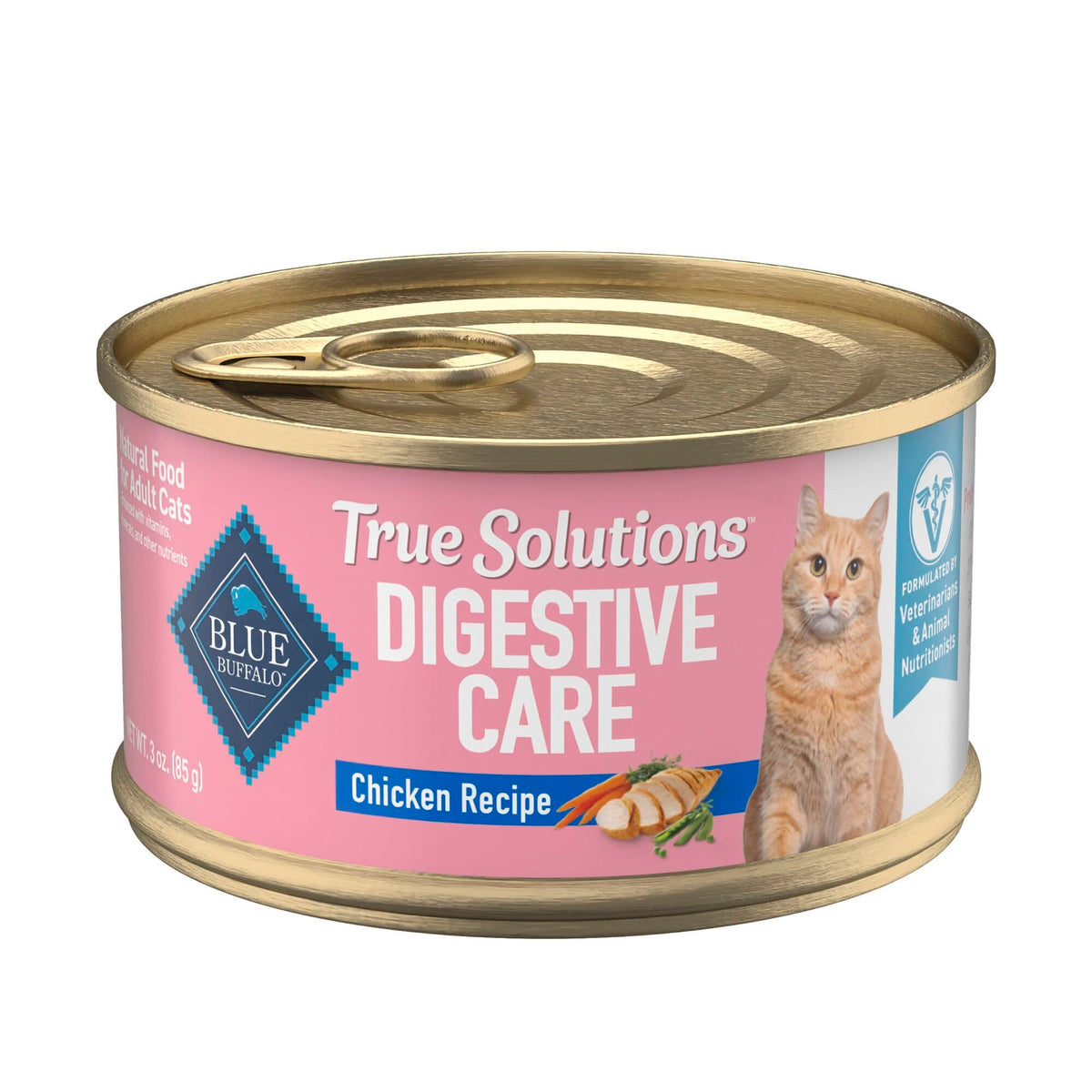 Blue Buffalo Blissful Belly can with real chicken as first ingredient highlighting natural flavor