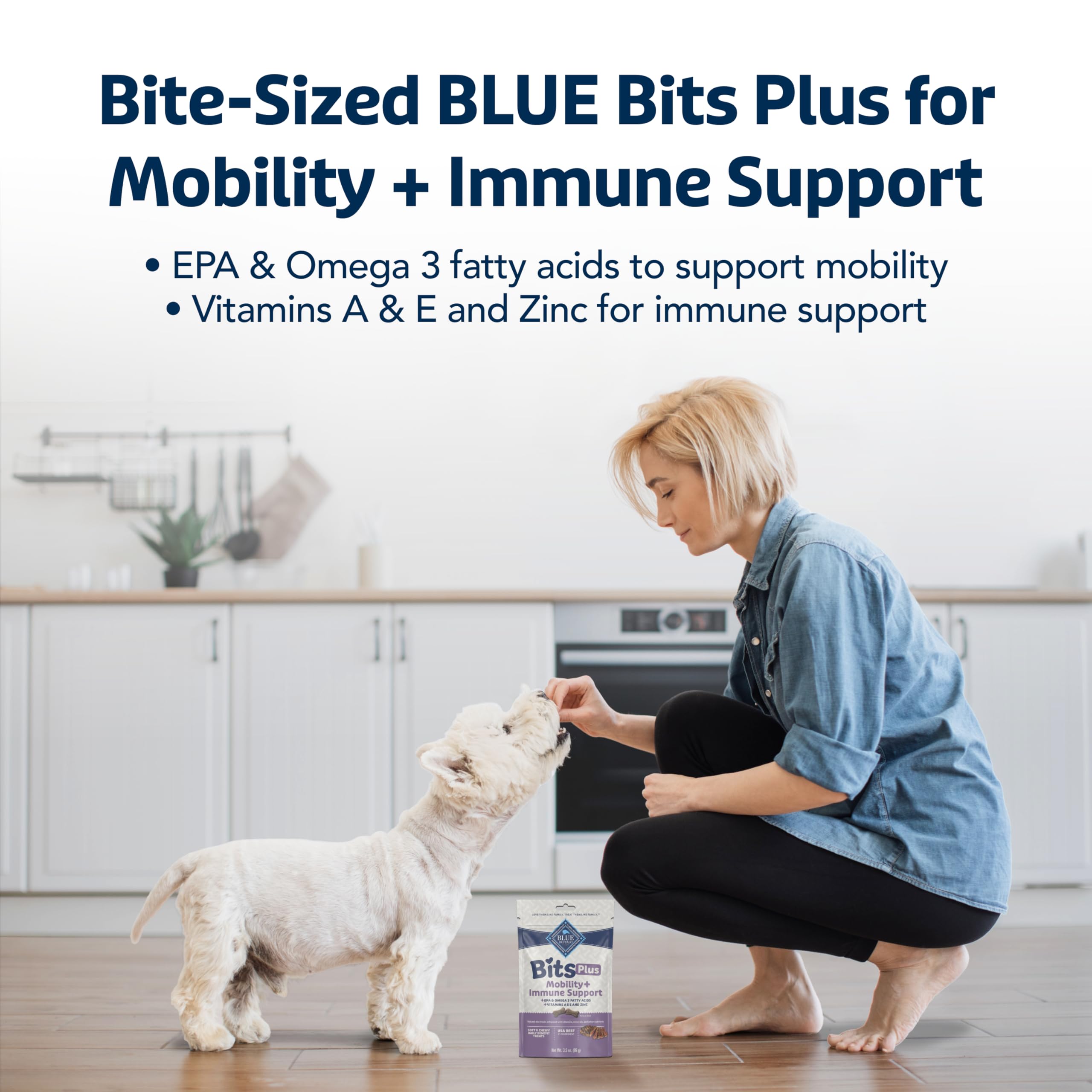 Blue Buffalo Blue Bits Plus soft chewy texture ideal for daily rewards.