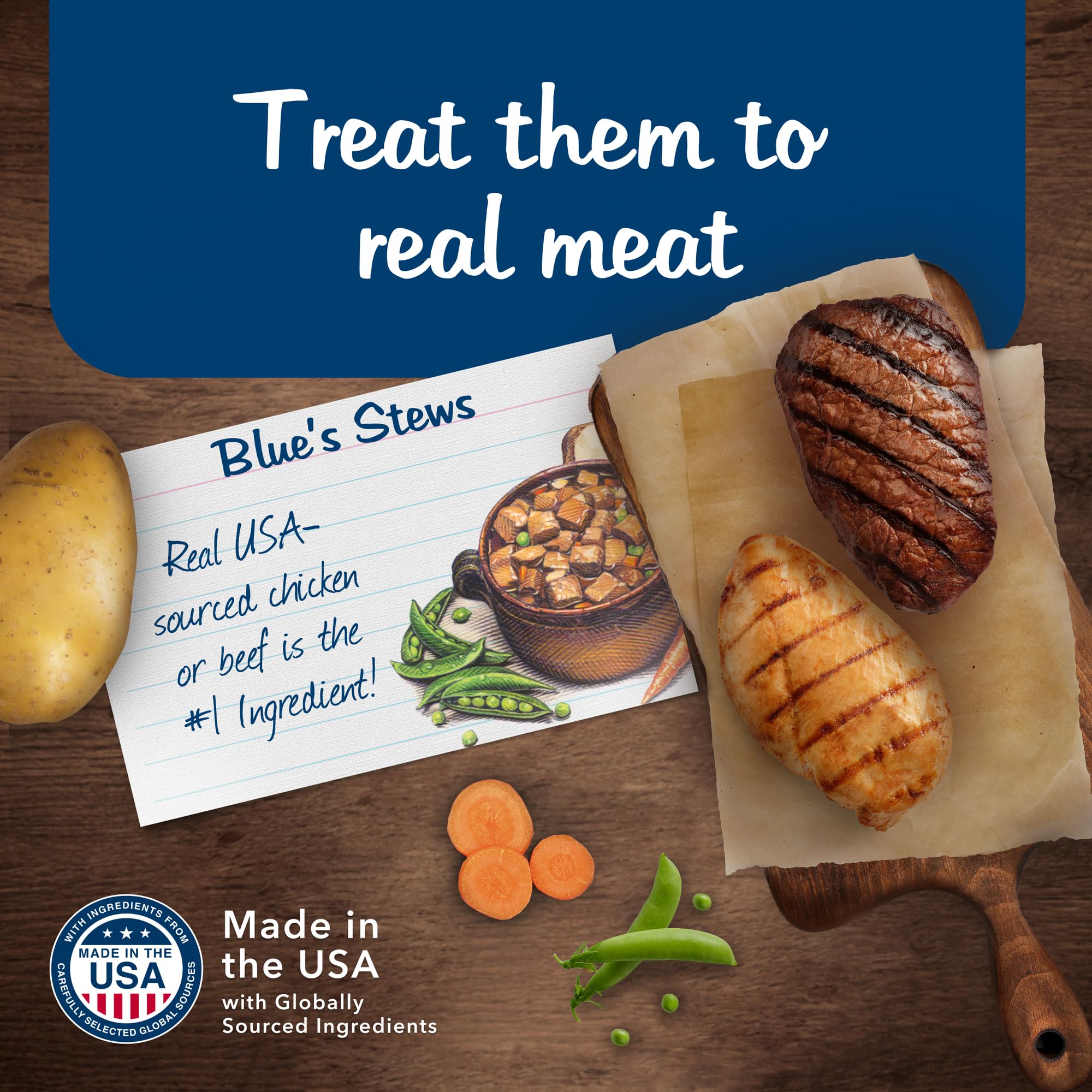 Blue Buffalo Blues Stew Beef Can highlighting hearty flavor for adult dogs.