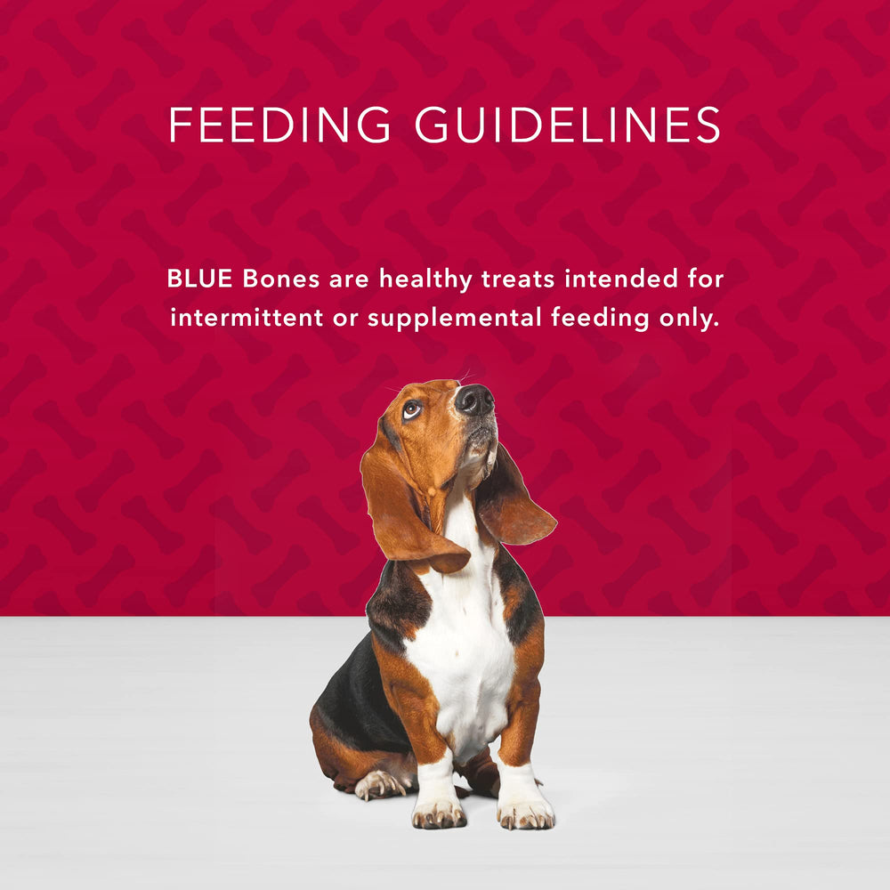 Blue Buffalo Bones ingredient-label closeup confirms natural ingredients and absence of artificial preservatives.