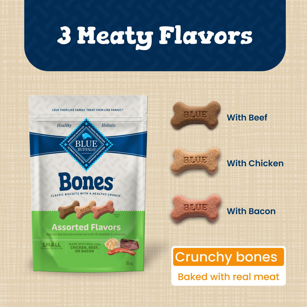 Blue Buffalo Bones bacon bone provides savory crunch for enjoyable snack moments.