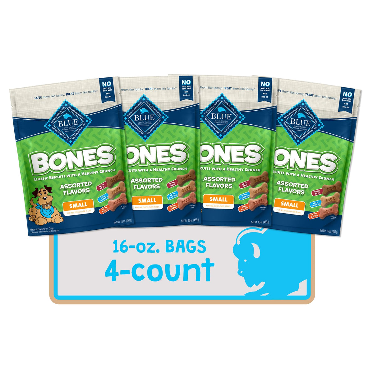 Blue Buffalo Bones small crunchy beef bone for training rewards.