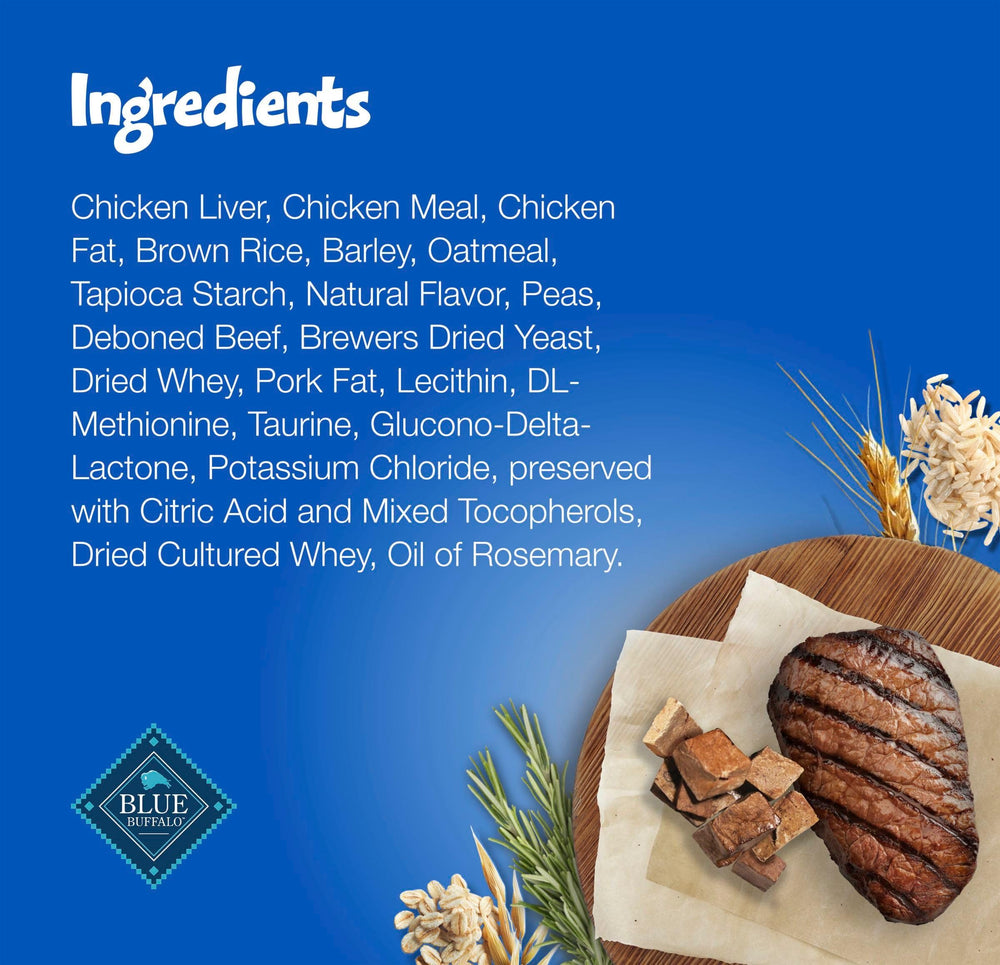 Blue Buffalo Bursts ingredients panel notes no poultry by-product meals.