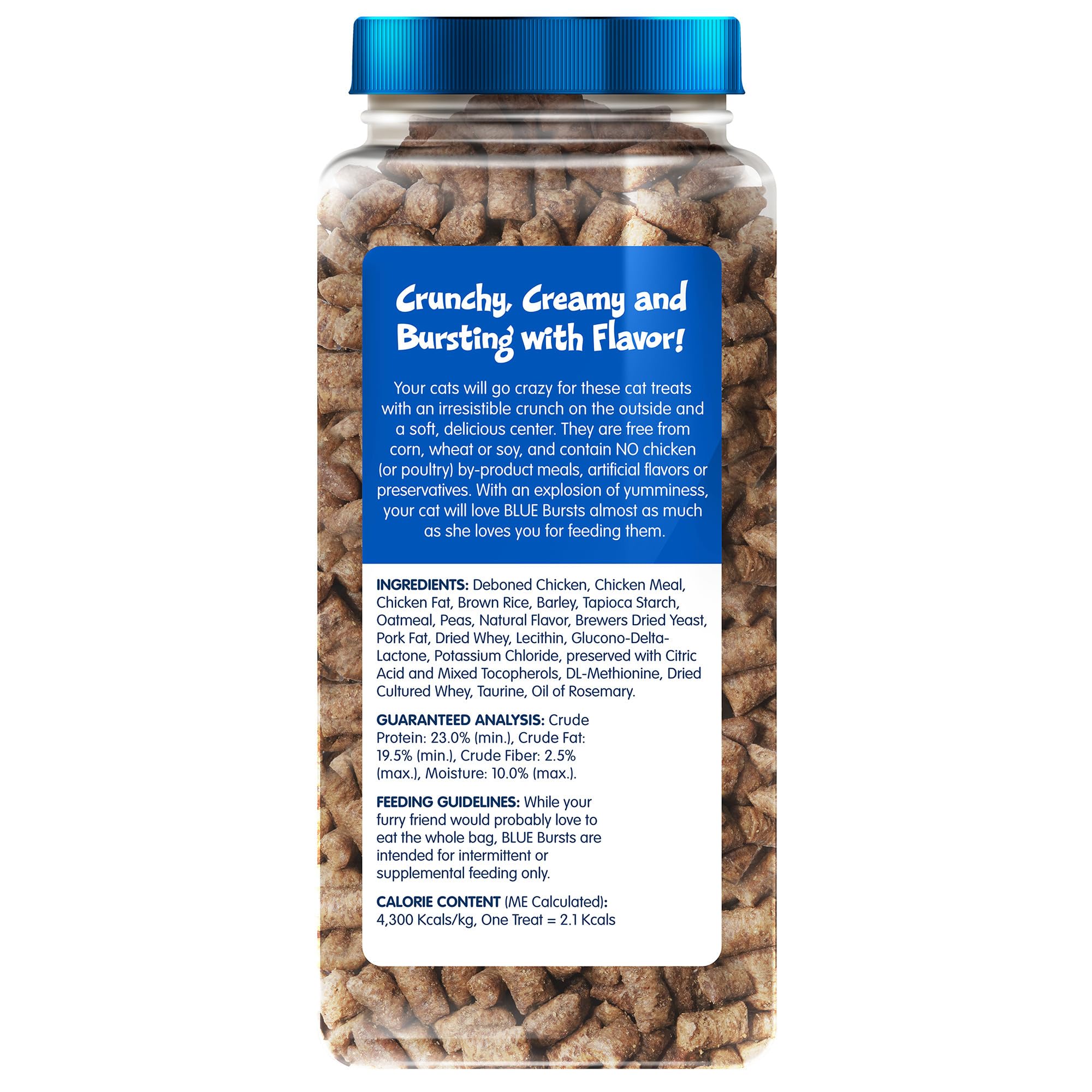 Blue Buffalo Bursts outside crunch with creamy inside for dual texture appeal.