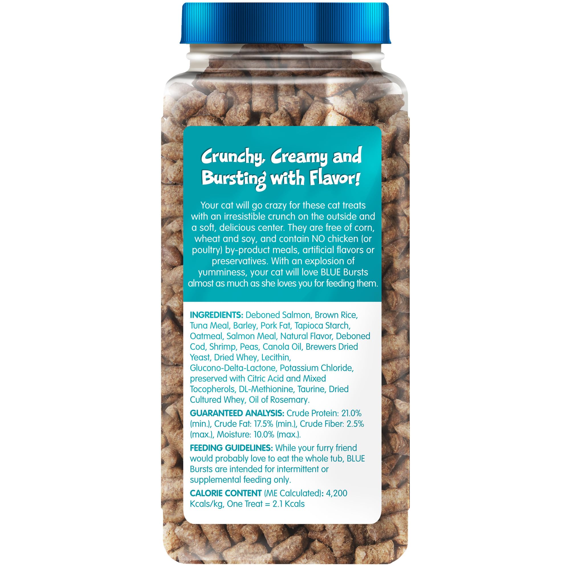 Blue Buffalo Bursts Seafood flavor treats for cats, ideal as training rewards.