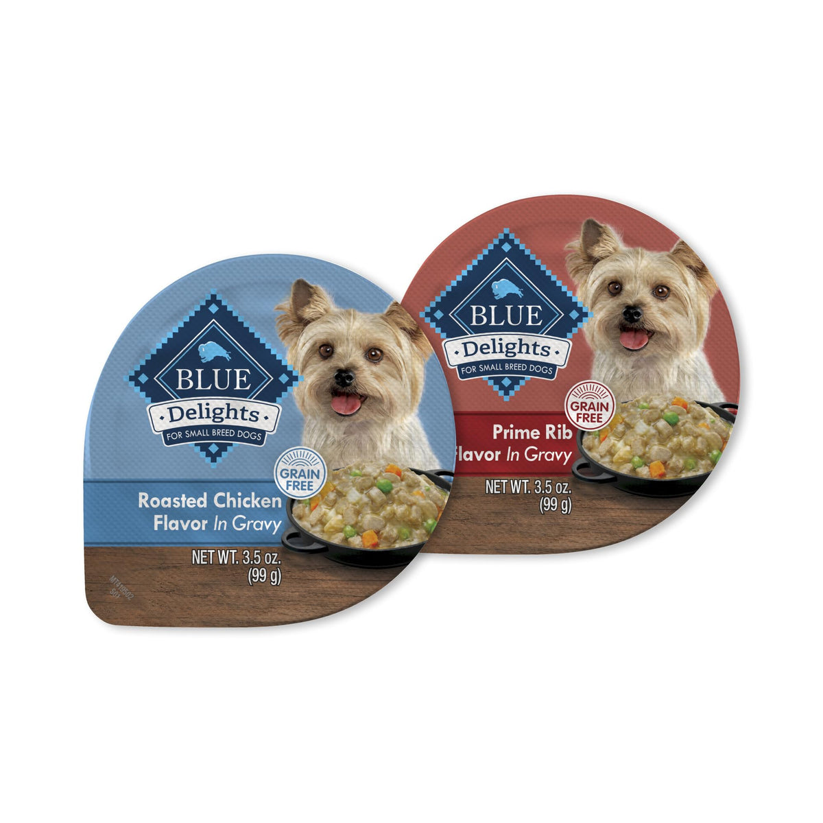 Blue Buffalo Delights chicken cups in gravy for small breeds, balanced wet meal