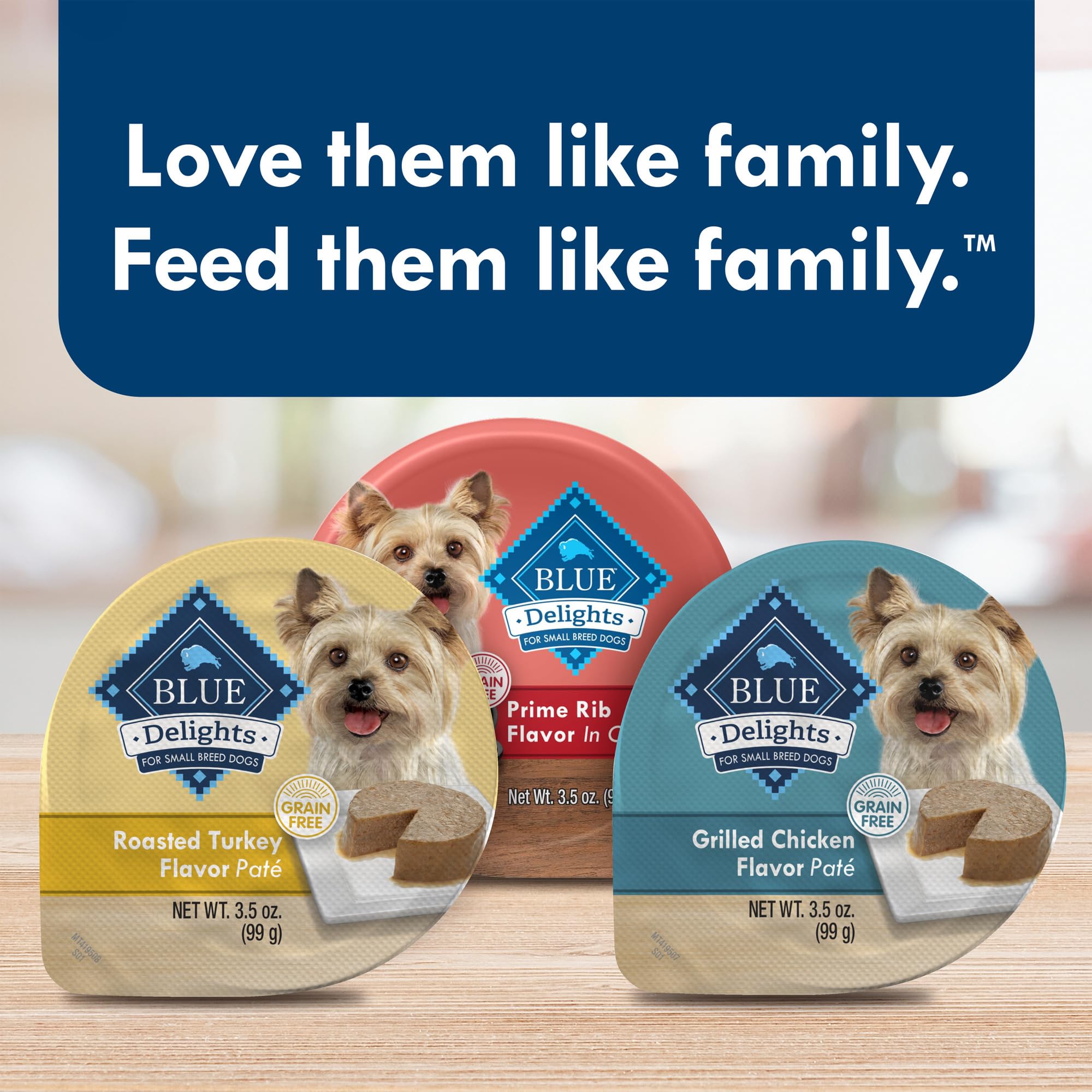 Blue Buffalo Delights grain-free label highlights clean ingredients
