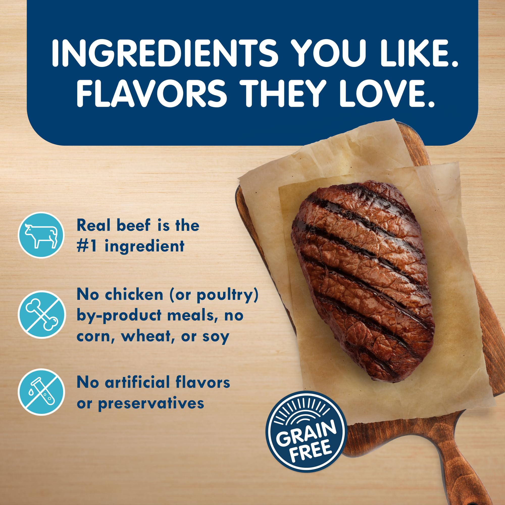 Blue Buffalo Delights Filet Mignon cups in gravy for small dogs; no artificial flavors